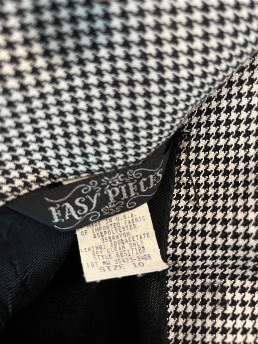 Vintage Black & White Houndstooth Pencil Skirt - Picture 3 of 3